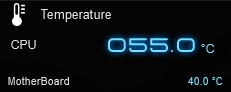 FRONTIER MX純正ケースでのアイドル時のCPU、マザーボード温度です。